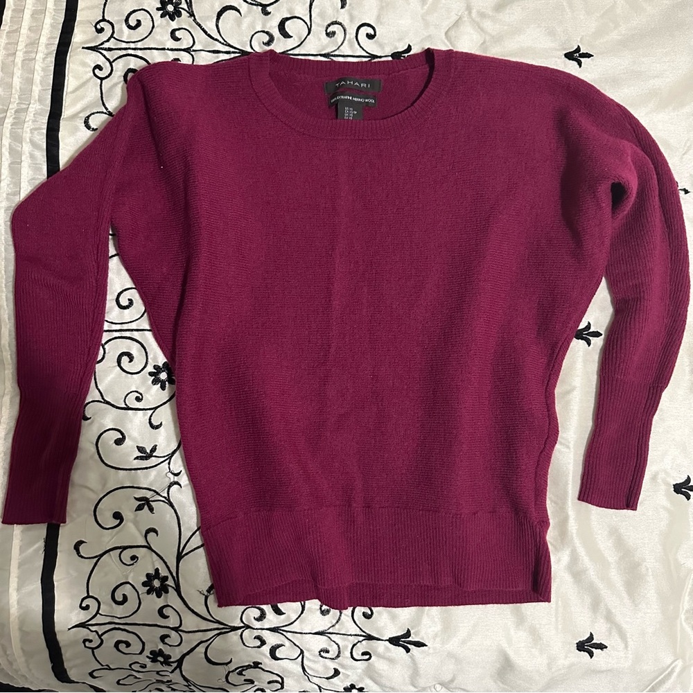 SOLD on eBay TAHARI BERRY DOLMAN SLEEVE EXTRAFINE MERINO WOOL SWEATER
